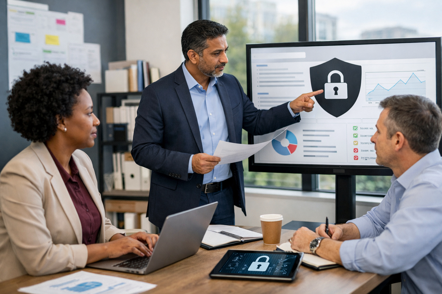 A photograph for a section called "Cybersecurity Compliance" on the website of B